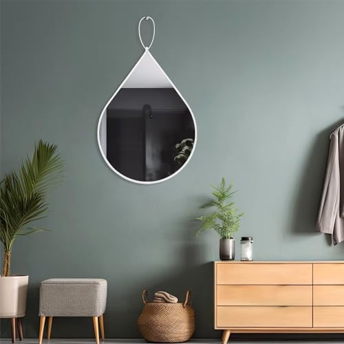 FEUFOAM 16x20 Inch White Teardrop Mirror with Metal Frame 1
