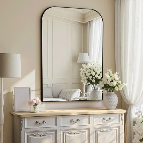 Delma 40x28 Inch Black Metal Wall Mirror