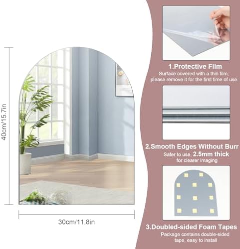 DARENYI 16x12 Arched Mirror for Bathroom