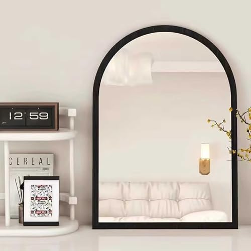 Bcofo Arched Wood Framed Bathroom Mirror Black 35x55cm