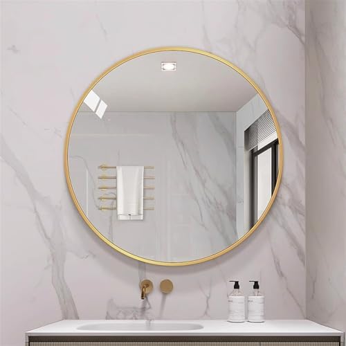 NOIRDA 40cm Metal Framed Round Mirror for Wall