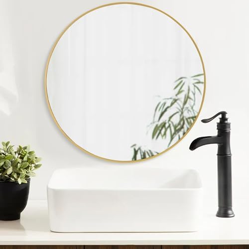 Modern 24 Inch Gold Round Wall Mirror