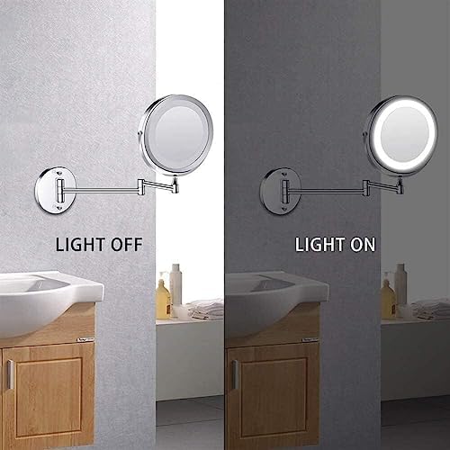 Bleslin Double-Sided Makeup Mirror with LED Light and Wall Mount Folding