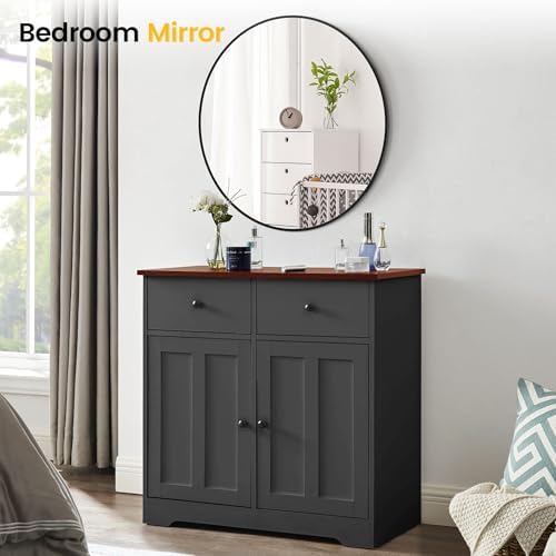 18 Inch Circle Bathroom Mirror with Black Aluminum Frame 1