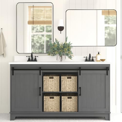 Brushed Matte Black 40x30 Inch Bathroom Mirror 1