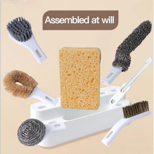 Nehsiac Kitchen Cleaning Brush Set of 7 with Handles and Base