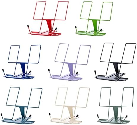 Folding Cookbook Holder Stand with Adjustable Page Clips Purple