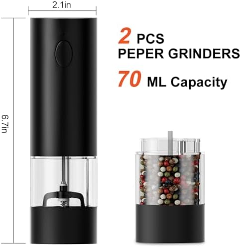 Nidouillet Electric Salt and Pepper Grinder Set with LED Light