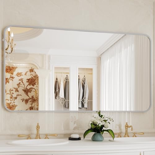 30x55 Silver Bathroom Mirror with Aluminum Frame