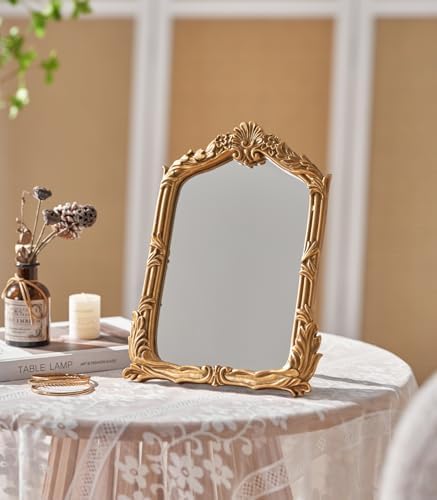 Baroque Style Vanity Mirror with Antique Gold Frame