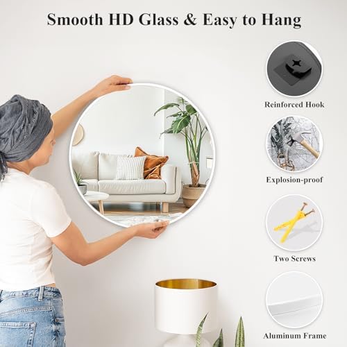 Fabuday 24 Inch Round Matte Black Wall Mirror