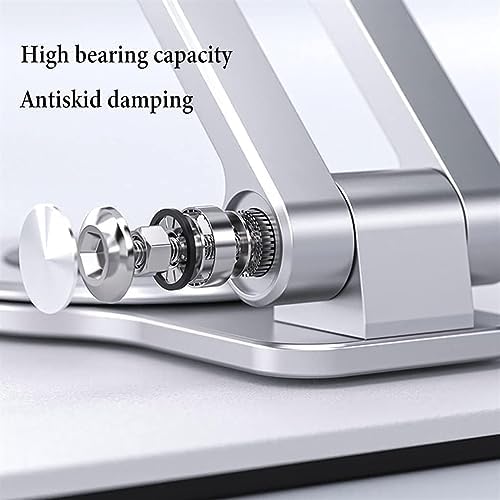Adjustable Book Stand with 360 Rotating Base and Page Clips - Silver