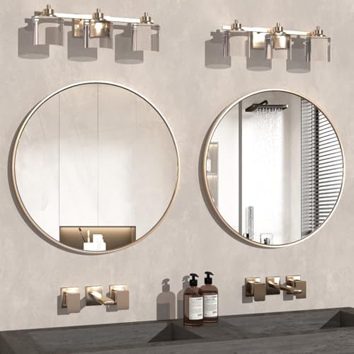 CONGUILIAO 24 Inch Round Gold Wall Mirror Set
