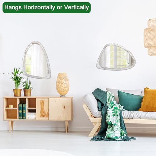 Asymmetrical Wood Oval Mirror for Wall Decor