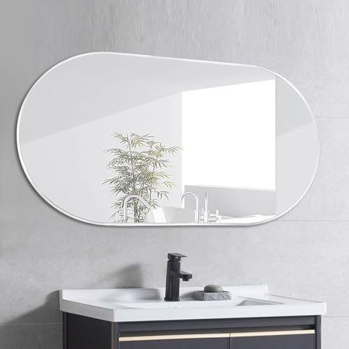 Golden Oval Arched Bathroom Mirror with Metal Frame