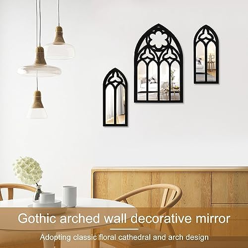 3Pcs Gothic Arch Mirror Decor Set for Wall