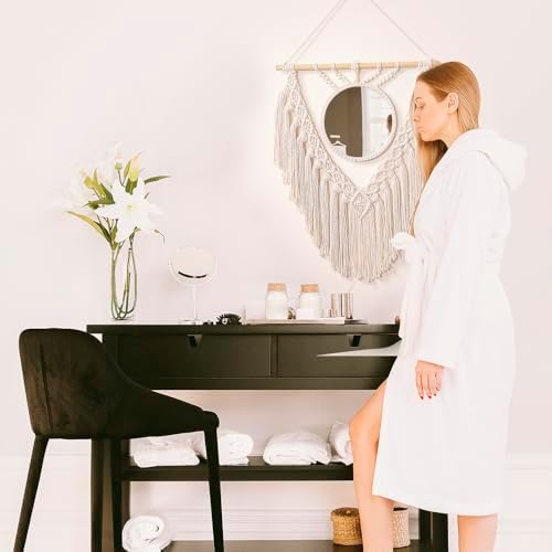 Boho Round Wall Mirror with Macrame Hanging 1