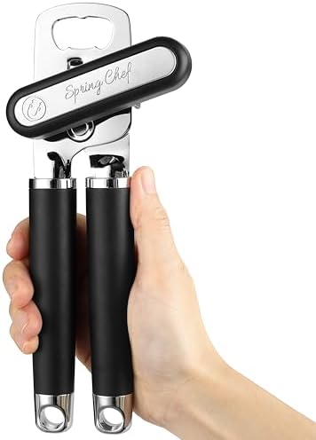 Spring Chef Stainless Steel Can Opener - Manual with Soft Grip Handles