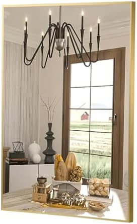 FARMER Gold 16x20 Inch Bathroom Mirror with Frame