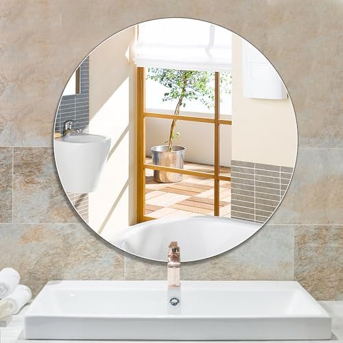 NOIRDA 35cm Round Frameless Shatterproof Mirror