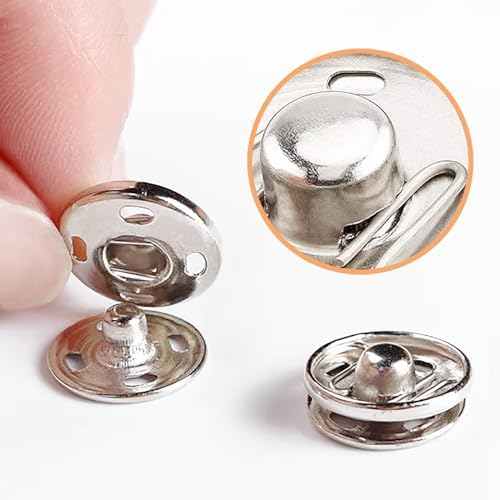 Willrain Sewing Snaps 120 Sets 8mm 10mm Black Silver