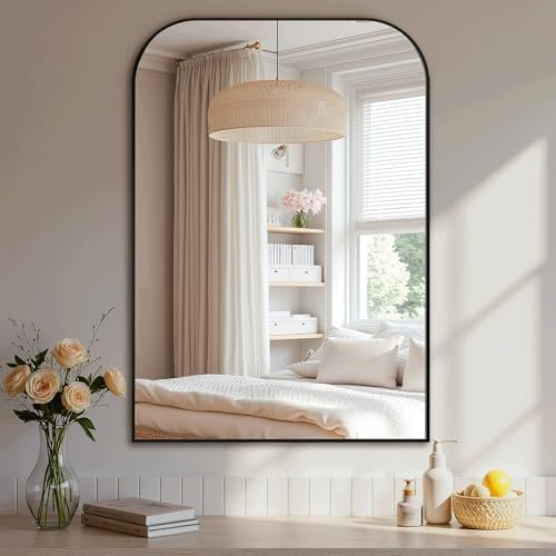 Delma 40x28 Inch Black Metal Wall Mirror