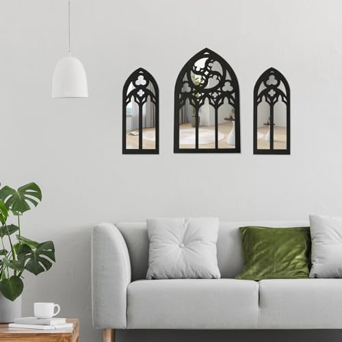 GLMFAN Gothic Arched Wall Mirror Set 3Pcs