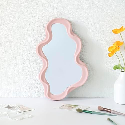 Funky Wavy Mirror 16x10 Pink Irregular Wall Hanging