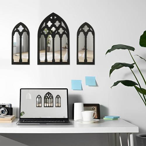 3Pcs Gothic Arched Mirrors Wall Decor Set