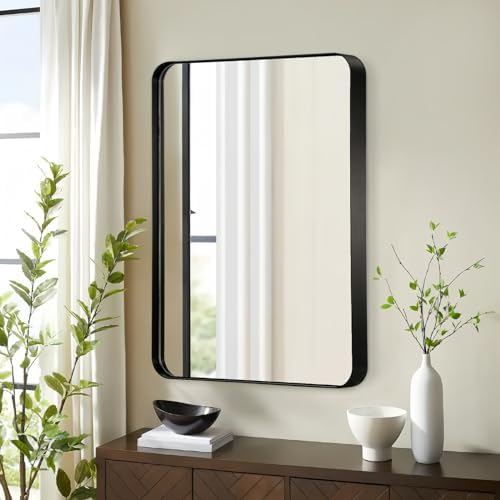 Brushed Matte Black 40x30 Inch Bathroom Mirror 1