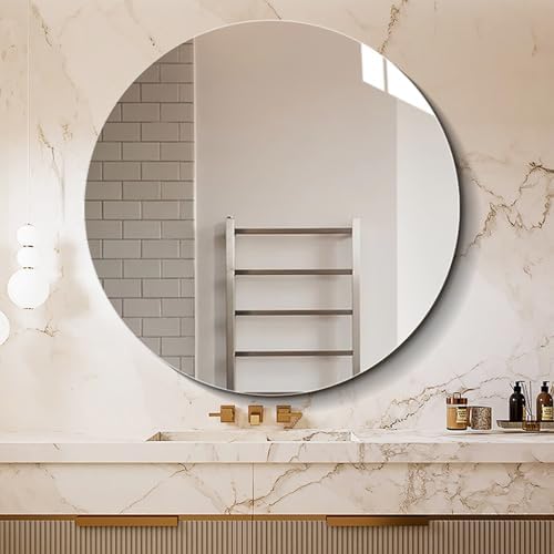 NOIRDA 35cm Round Frameless Shatterproof Mirror