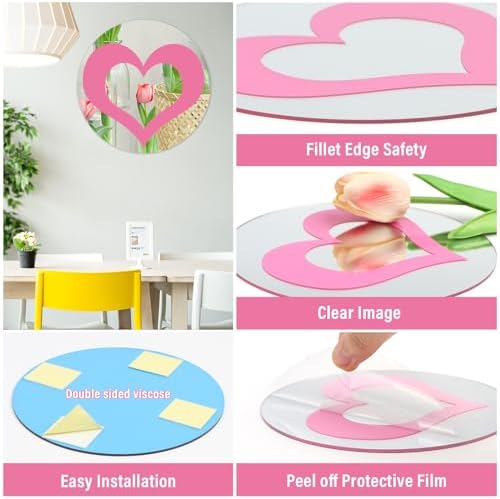 DARENYI 4Pcs 6 Inch Round Mirror Decor