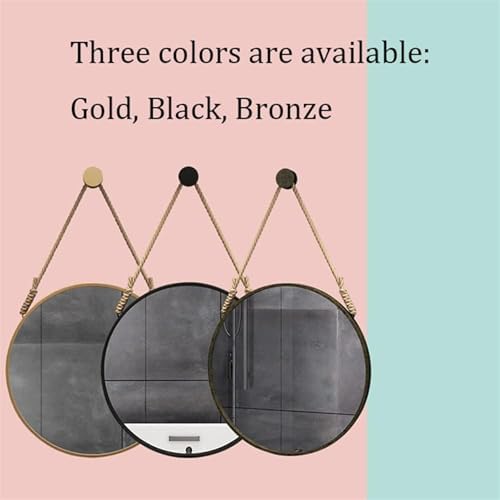 Rustic Gold Round Vanity Mirror with Metal Frame