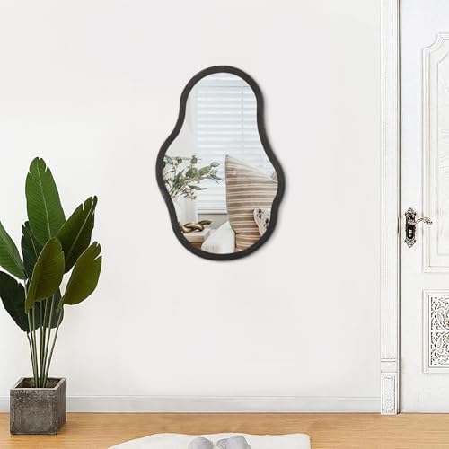 Lzuso Irregular Wooden Framed Wavy Mirror 24x16