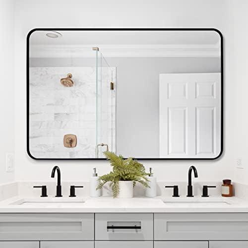 QEQRUG 40x30 Inch Black Frame Wall Mirror
