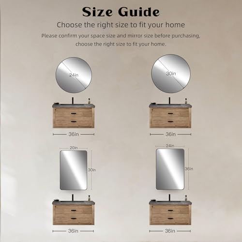 Gold Round Mirror 24 Inch Bathroom Vanity Wall Mirror