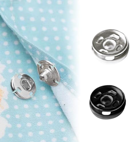 Willrain Sewing Snaps 120 Sets 8mm 10mm Black Silver
