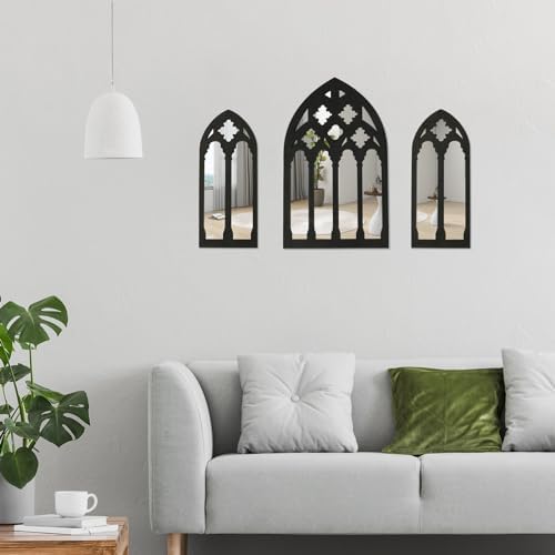 3Pcs Gothic Arched Mirrors Wall Decor Set