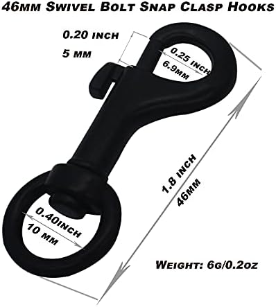 10pcs Swivel Bolt Snap Clasps for Webbing and Straps Black