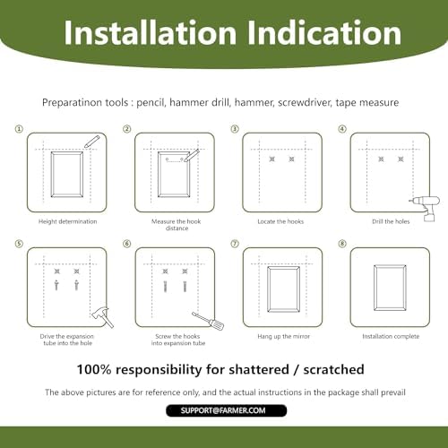 FARMER Frameless Rectangle Mirror 40x30 Inch 1 Bevel Edge