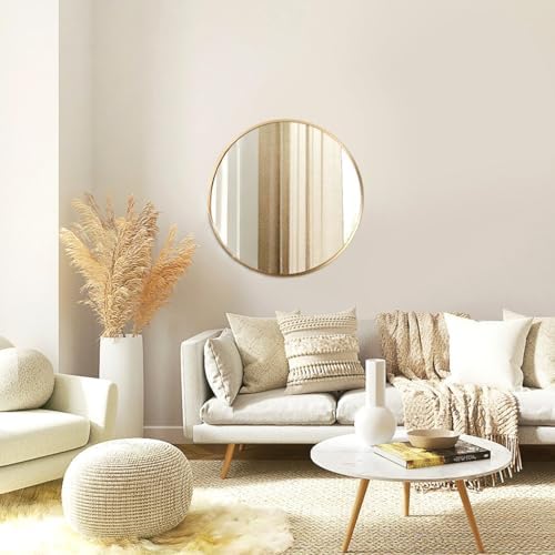 16-Inch Gold Metal Framed Round Bathroom Mirror
