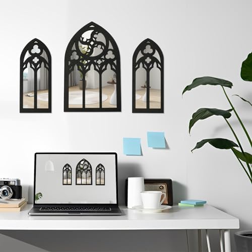 GLMFAN Gothic Arched Wall Mirror Set 3Pcs