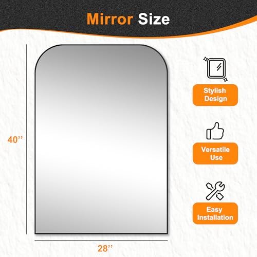 Delma 40x28 Inch Black Metal Wall Mirror
