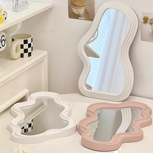 Irregular Wall Mirror with Hook Pink 16x102in Modern Decor