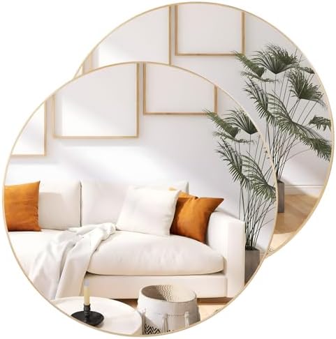 CONGUILIAO 24 Inch Round Gold Wall Mirror Set