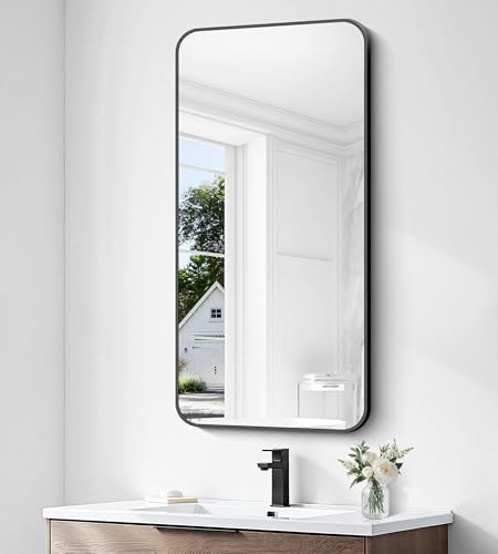 BONEWEI 24x48 Inch Black Rectangle Mirror