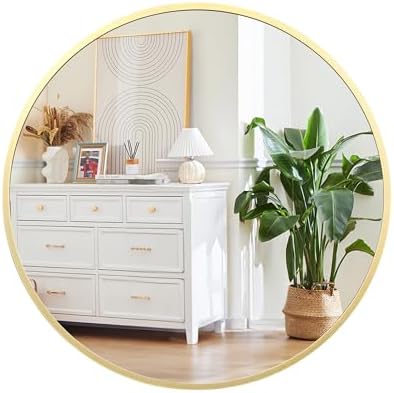 GAOMON 18 Inch Gold Round Mirror with Metal Frame
