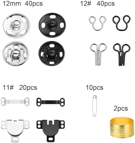 112 Pairs Sewing Hooks and Eyes Closure Set 3 Styles