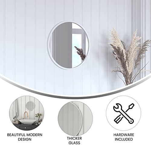 Merrick Lane Monaco Round Accent Wall Mirror - Silver Frame - 16 Inches 1