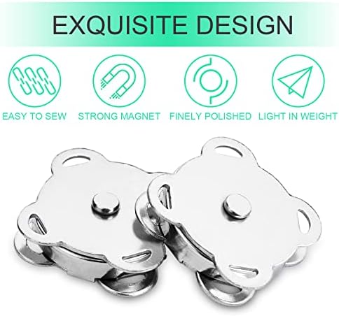 CooBigo Silver Magnetic Snaps 15mm for Purses and Craft